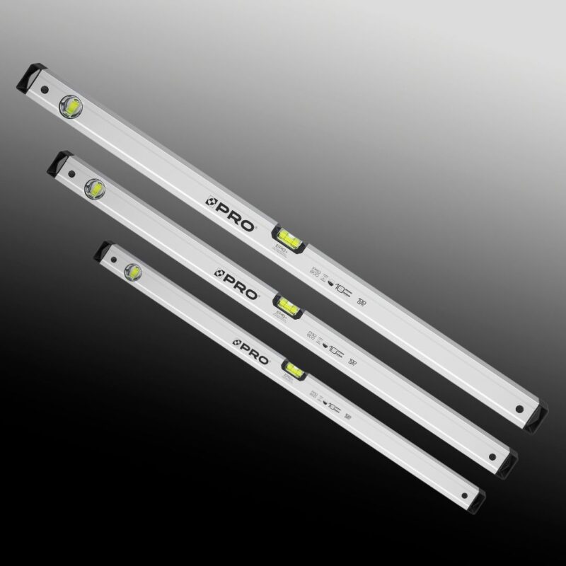 PRO600 Anodized Silver Spirit Level with Magnets - Various Sizes
