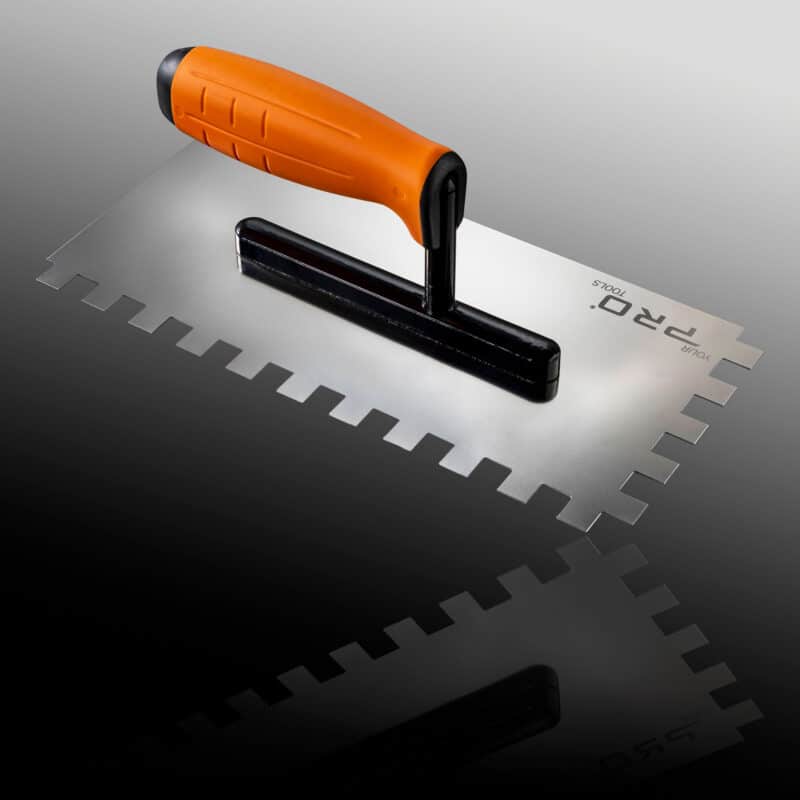 YPT Stainless Steel Tiling Trowel - Notched & Plain with Rubber Grip - Various Sizes